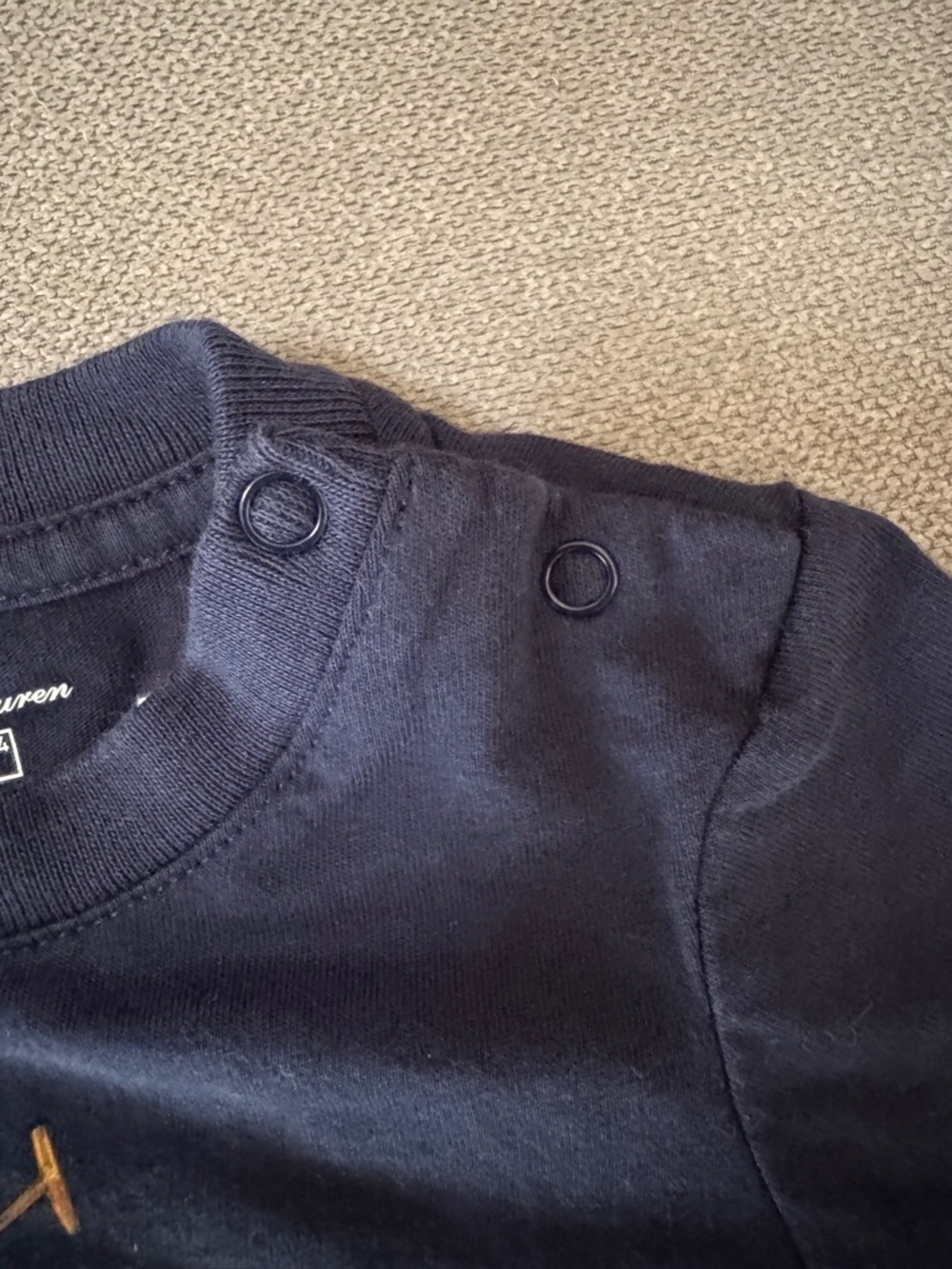 Ralph Lauren Polo Bear Polo Player Bodysuit 3M Navy Long Sleeve Baby Boy One Pie - Picture 5 of 7